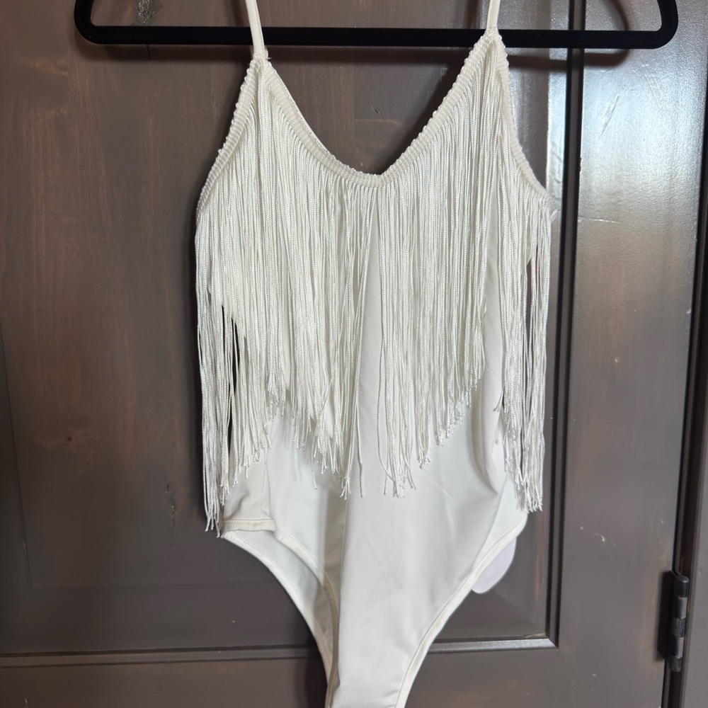 SHEIN White Fringe Kids Bodysuit
